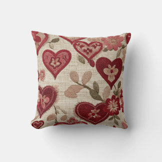 Vintage Floral Heart Tapestry Throw Pillow Kissen