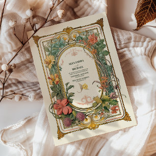 Vintage-Floral-Hochzeitsfeier im Jugendstil Acryleinladungen