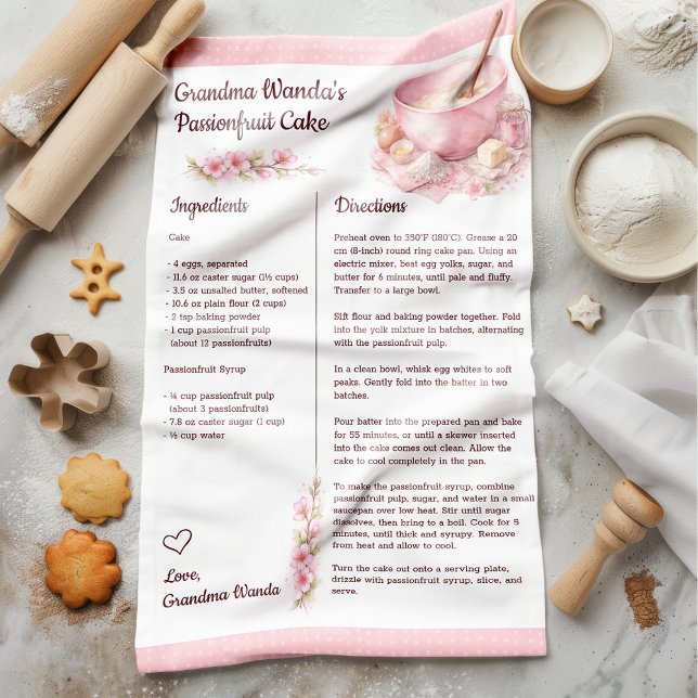 Vintage Floral Kitchen Recipe Keepsake  Geschirrtuch (Turn a cherished recipe into a timeless keepsake with this beautiful custom recipe tea towel. )