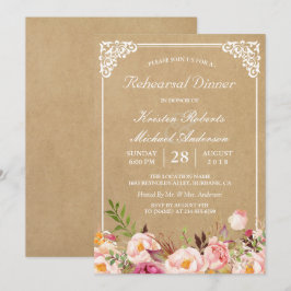 Vintage floral Kraft | Hochzeitsessen Probe Einladung