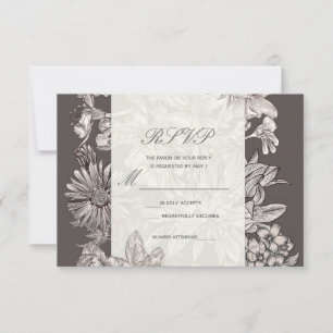 Vintage Floral Moderne Mariage RSVP Réponse