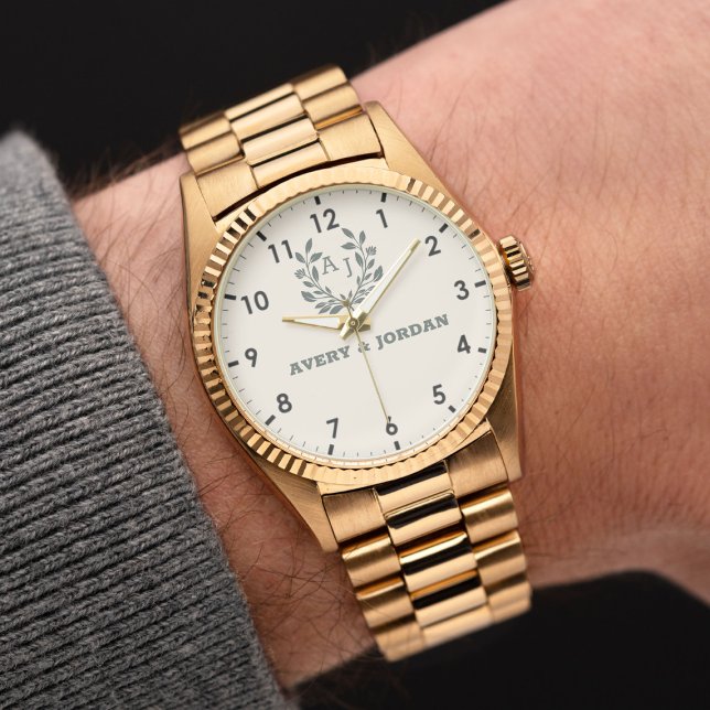 Vintage floral monogram  neutral  armbanduhr (Von Creator hochgeladen)