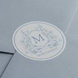 Vintage Floral Monogram Runder Aufkleber