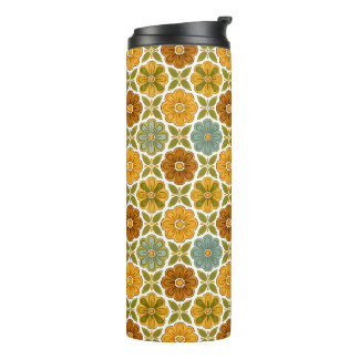 Vintage Floral Pattern | 70's Sage & Ochre Thermosbecher