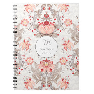 Vintage Floral Pattern damask Monogram S Notebook Notizblock