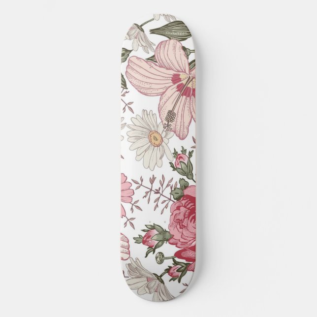 Vintage Floral Pattern with Roses Skateboard (Vorderseite)