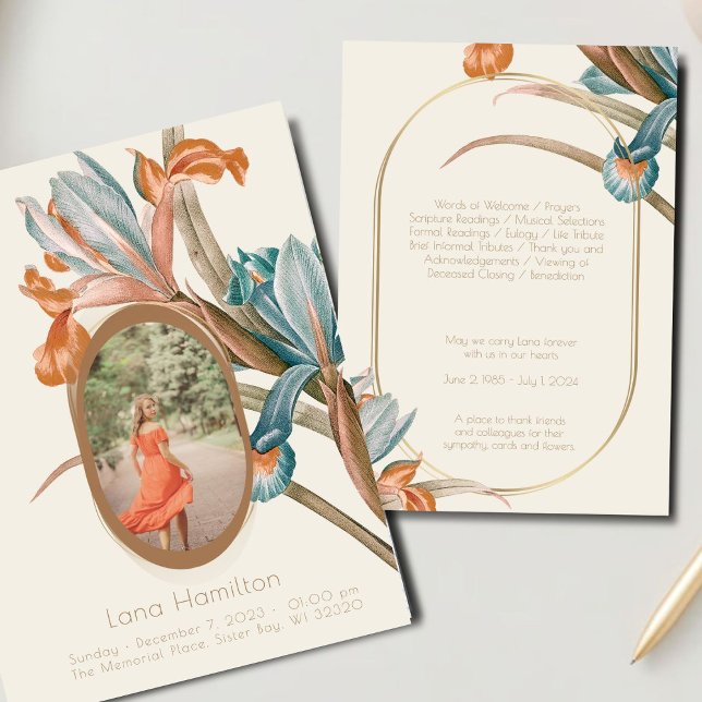 Vintage Floral Photo Funeral Programme (Créateur téléchargé)