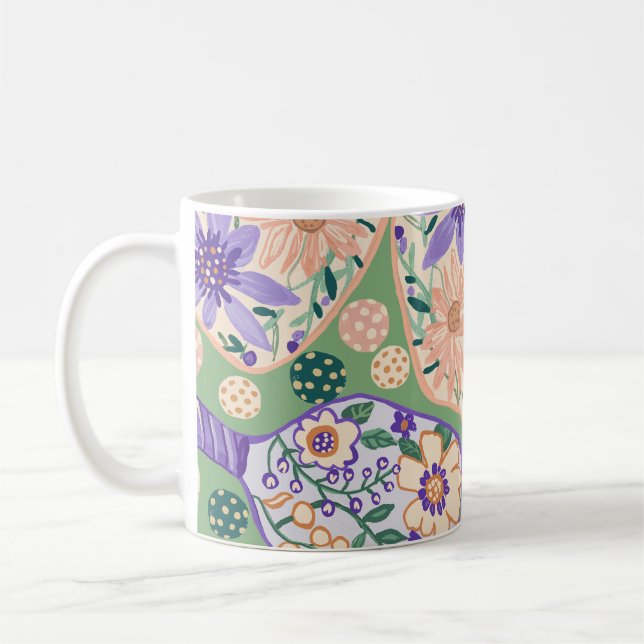 Vintage Floral Pickleball Design Kaffeetasse (Links)