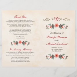 Vintage Floral Pine Noël Programme de mariage