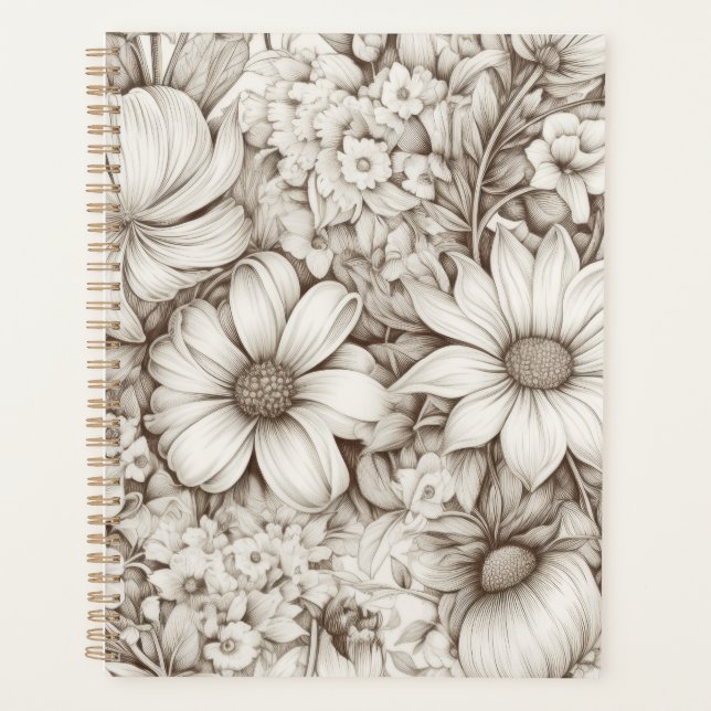 Vintage Floral Sepia Motif (5) (Devant)