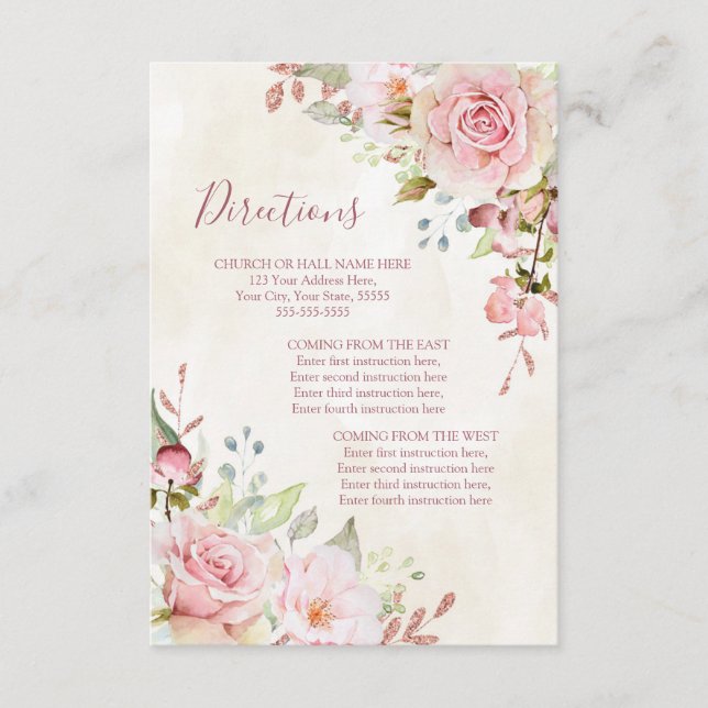 Vintage Floral Spring Wedding Direction Insert (Vorderseite)