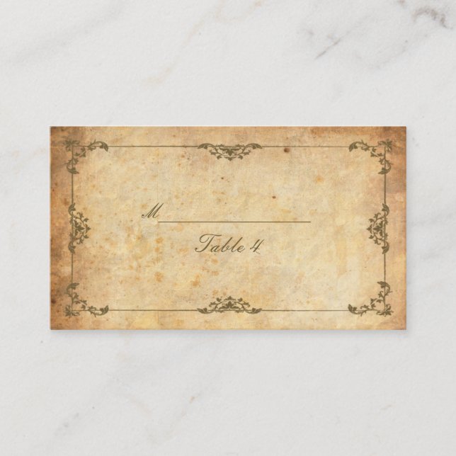 Vintage Floral Table Place Cartes (Devant)