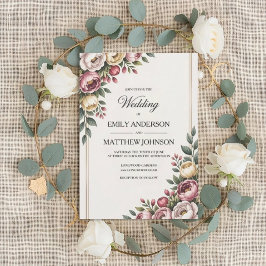 Vintage Floral Watercolor Wedding Invitation Einladung