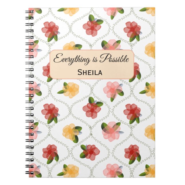 Vintage floral watercolour clear diamond Notebook Notizblock (Vorderseite)