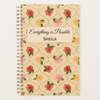 Vintage floral watercolour diamond Notebook Planer