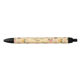 Vintage floral watercolour diamond pen kugelschreiber