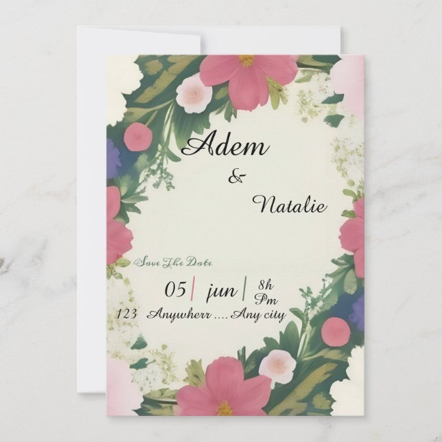Vintage floral wedding card einladung (Vorderseite)