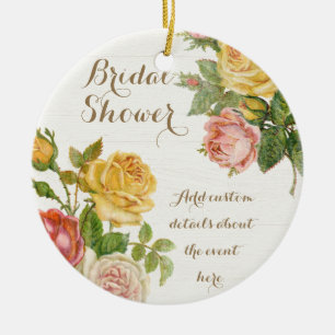 Vintage Floral Weißwaschung Frühling Brautparty Keramikornament