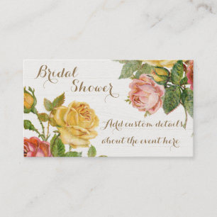 Vintage Floral Weißwaschung Frühlings-Braut-Shower Visitenkarte