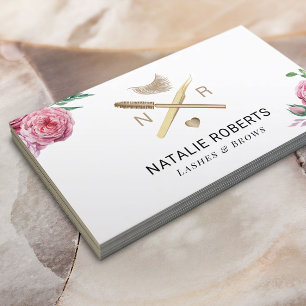 Vintage-Floral-Wimpern-Makeup-Artist-Logo-Salon Visitenkarte
