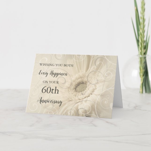Vintage florale 60. Hochzeitskarte Karte (Vorderseite)