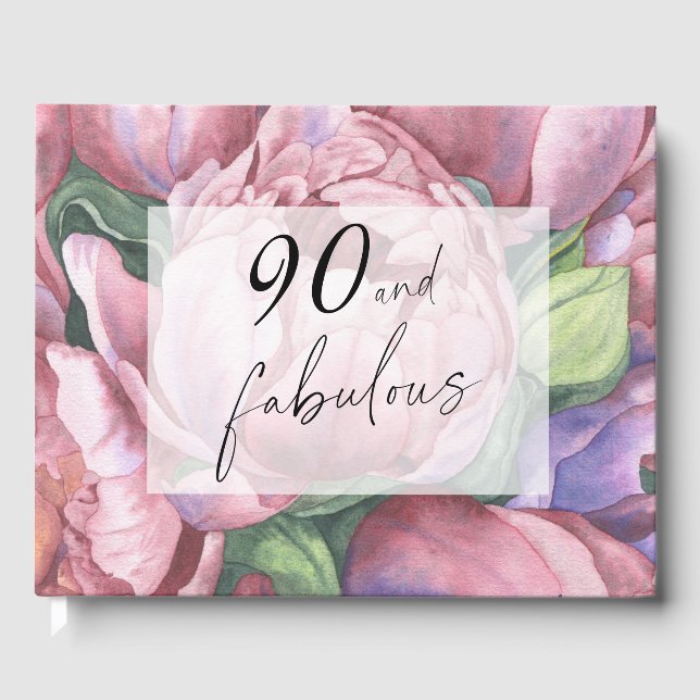 Vintage florale 90. Geburtstagsparty Gästebuch (Vorderseite)