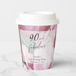 Vintage florale 90. Geburtstagsparty Pappbecher