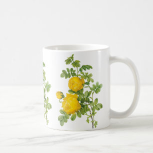 Vintage florale Blume, Gelbe Rosen von Redoute Kaffeetasse