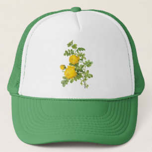 Vintage florale Blume, Gelbe Rosen von Redoute Truckerkappe