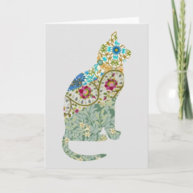 Vintage florale Chat Art Note Card Karte (Vorderseite)