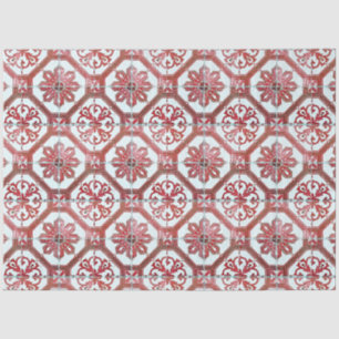 Vintage florale Delft Red Tile Decoupage Seidenpapier