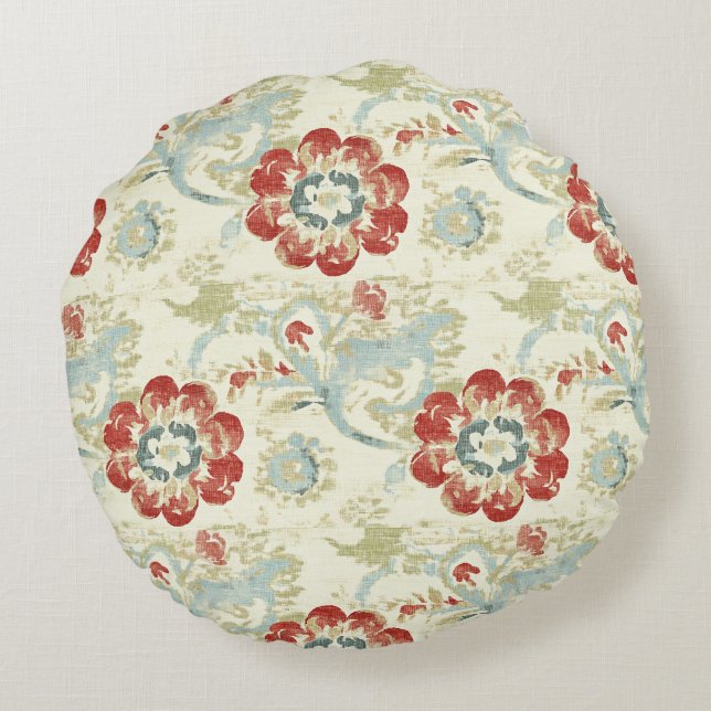 Vintage florale Elegance Rundes Kissen (Rückseite)