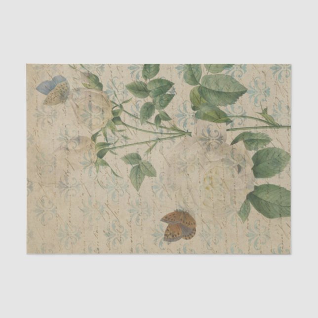 Vintage florale Ephemera Seidenpapier (Vorderseite)