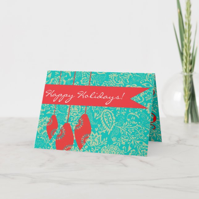 Vintage florale Frohe Weihnachtskarte Feiertagskarte (Vorderseite)