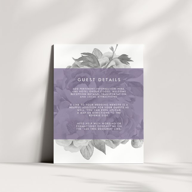 Vintage florale Gästekarte | Violett Begleitkarte (Von Creator hochgeladen)