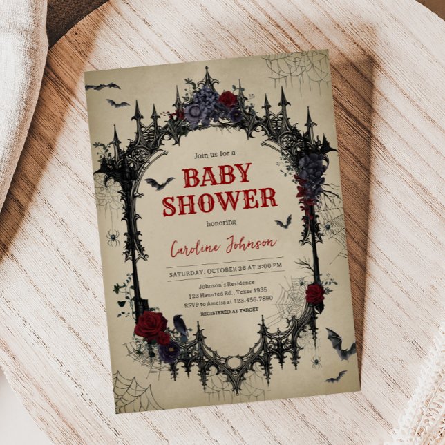 Vintage florale Gothic-Babydusche Einladung (Vintage Gothic Baby Shower Invitation
)