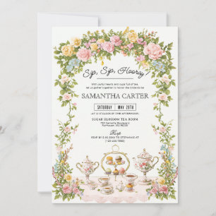 Vintage Florale Hochzeits-Teeparty-Einladung Detai Einladung