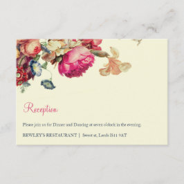 Vintage florale Hochzeitsempfangskarte Begleitkarte