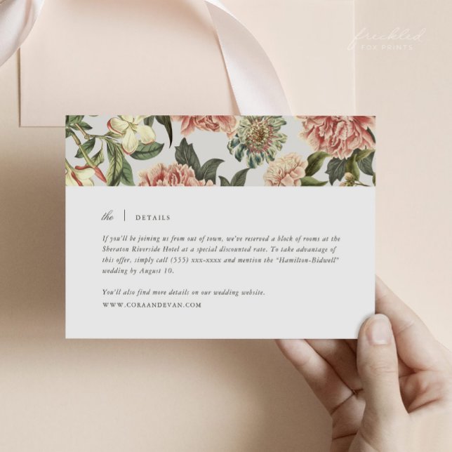 Vintage florale Hochzeitskarte Begleitkarte (Cora Vintage Floral Details Enclosure Card)
