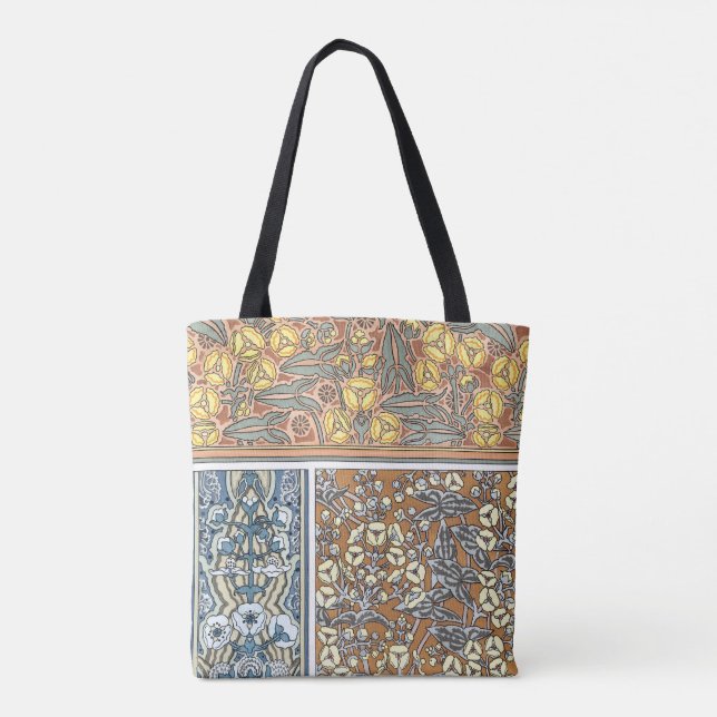 Vintage florale Jugendstil-Blume in Arrowhead Tasche (Rückseite)