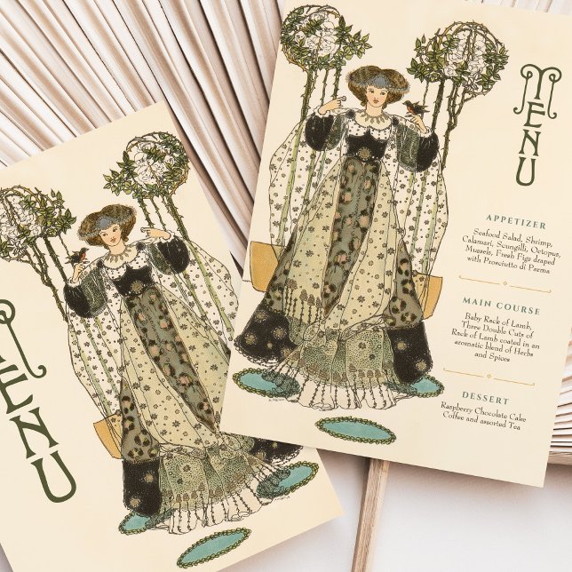 Vintage florale Jugendstil-Hochzeitkarte Einladung (Von Creator hochgeladen)