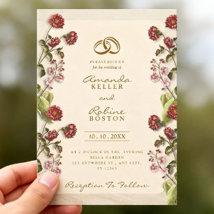 Vintage Florale Klassische Botanische Gartenhochze Einladung