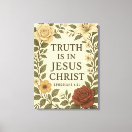 Vintage florale Leinwand "Die Wahrheit ist in Jesu