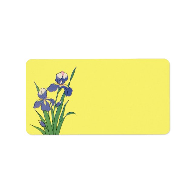 Vintage florale, Lila Frühjahrsgärten Iris-Blume Adressaufkleber (Vorne)