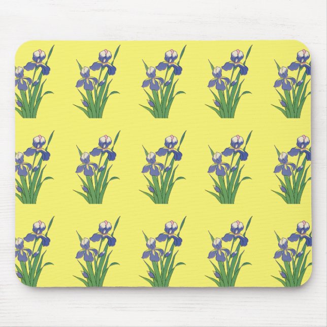 Vintage florale, Lila Frühjahrsgärten Iris-Blume Mousepad (Vorne)