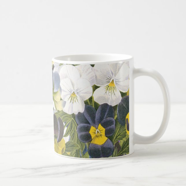 Vintage florale Pansy-Blume MusterTasse Kaffeetasse (Rechts)