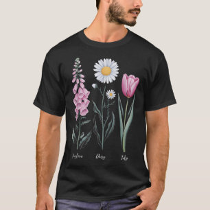 Vintage florale Pflanze Foxglove Daisy Tulip Blume T-Shirt