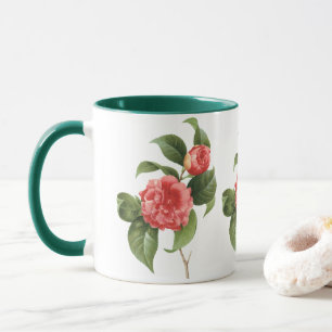 Vintage florale, rosa Kamelien Blume von Redoute Tasse