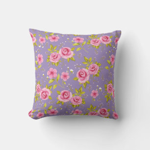 Vintage florale Rose Rosa Lila Muster Kissen