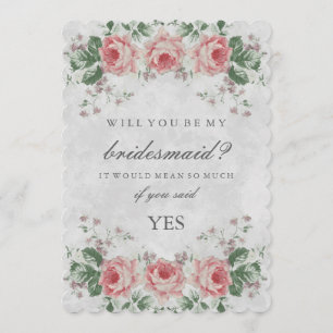 Vintage florale Rose wird meine Bridesmaid sein Einladung